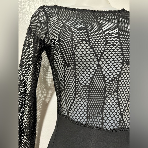 Black Mesh High Slit Maxi Dress (Size S) - Picture 3 of 4